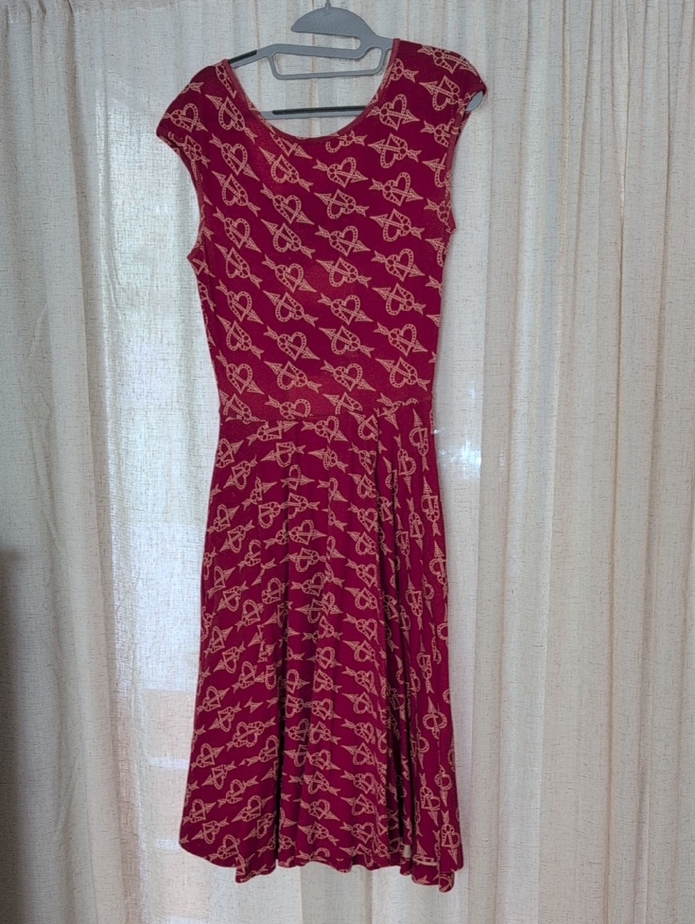 Effie's Heart Raspberry Red Geometric Midi Dress